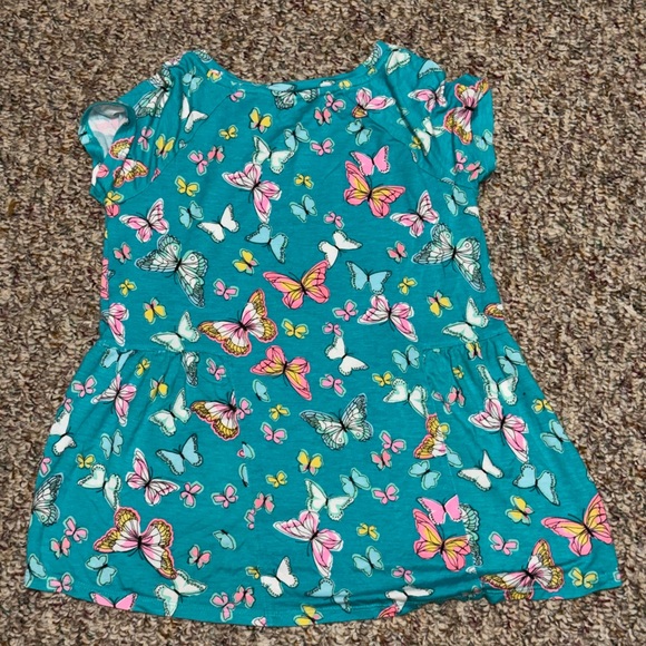 Girls Wonder Nation Teal Butterfly Print Short Sleeve Tee size medium, size 7 - Picture 2 of 4